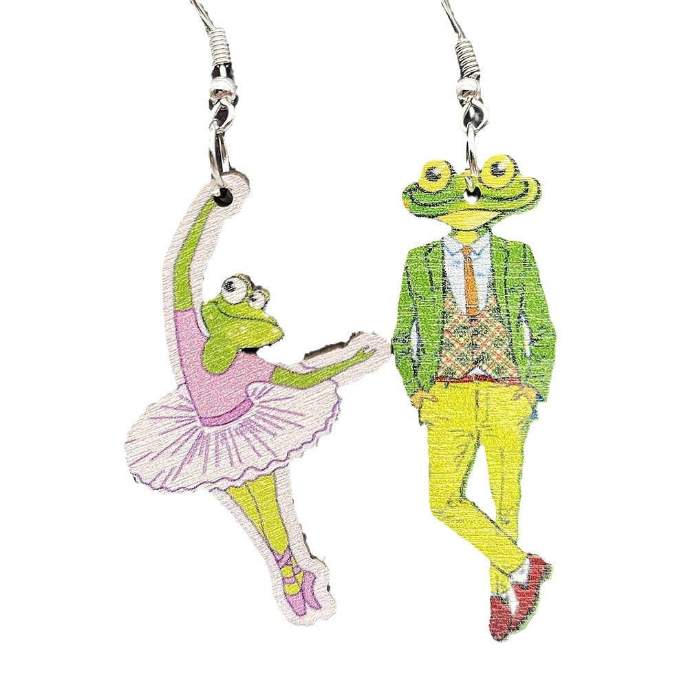 Pendientes de colgante de ballet de madera de madera de madera al por mayor