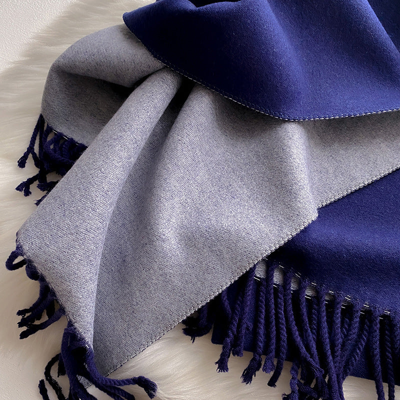 Wholesale Double Sided Solid Color Scarf Long Thickened Warm Shawl