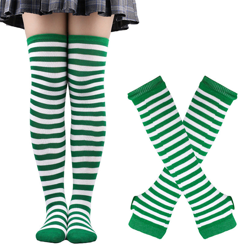 Wholesale Christmas Halloween High Striped Socks Gloves Set