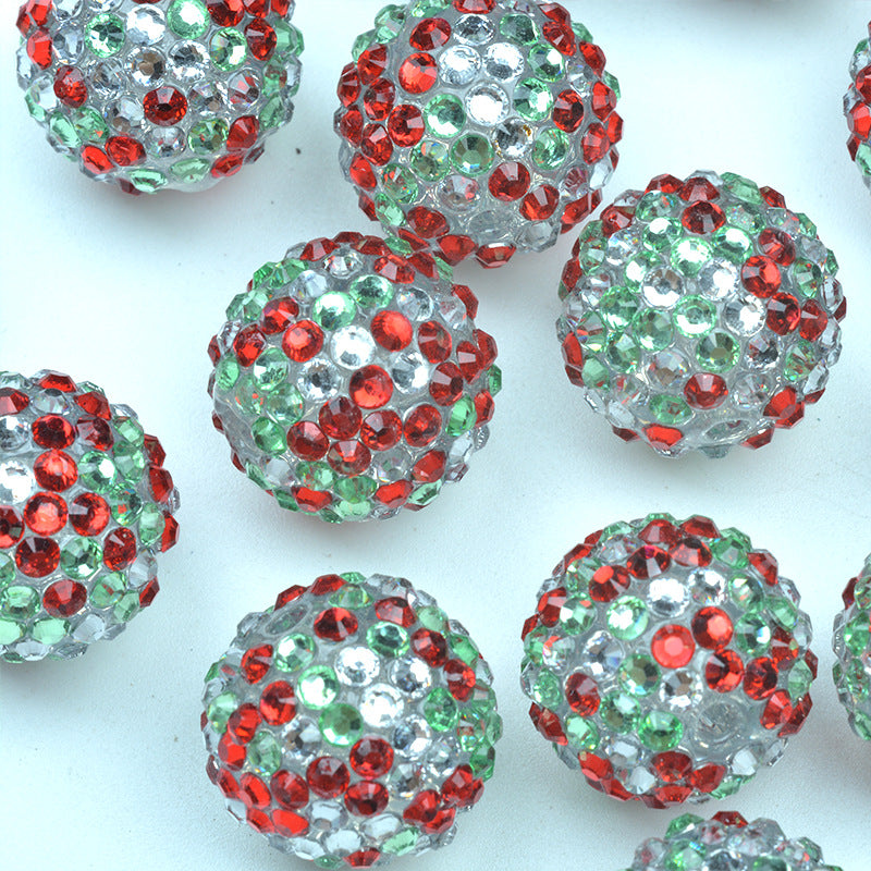 Wholesale 10pcs 20mm Christmas Rhinestone Beads Acrylic Resin DIY Beads
