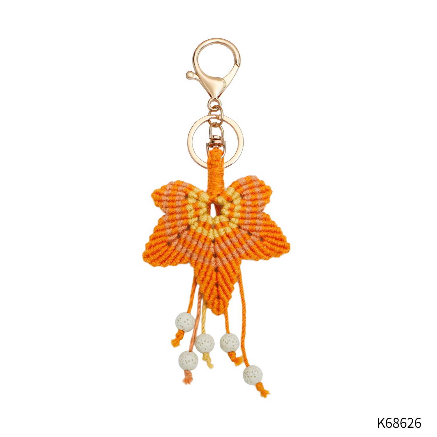 Wholesale Maple Leaf Bag Pendant Thanksgiving Bohemian Leaf Hand Braided Alloy Keychain