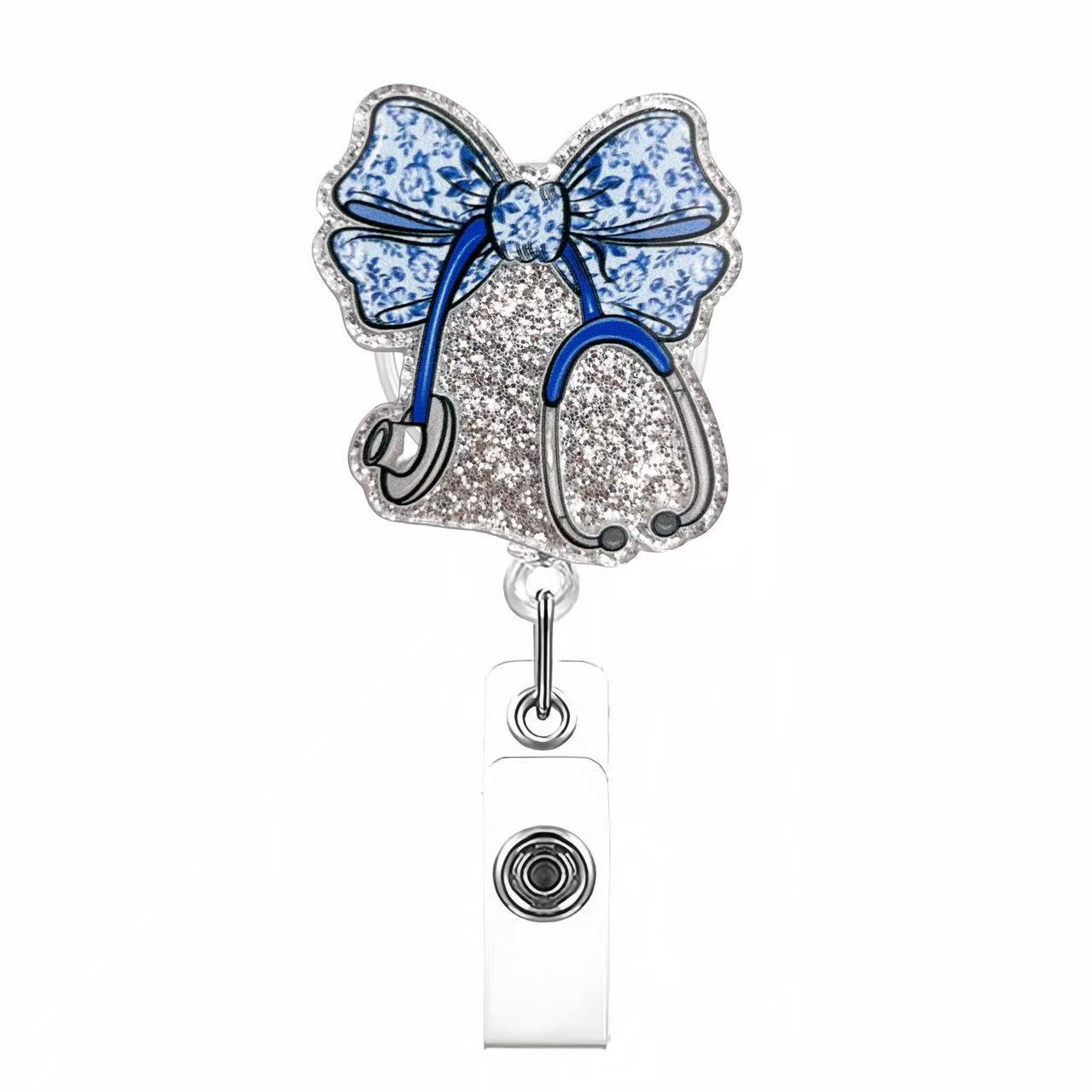 Wholesale Pink cherry medical staff with diverse bows Badge Reels