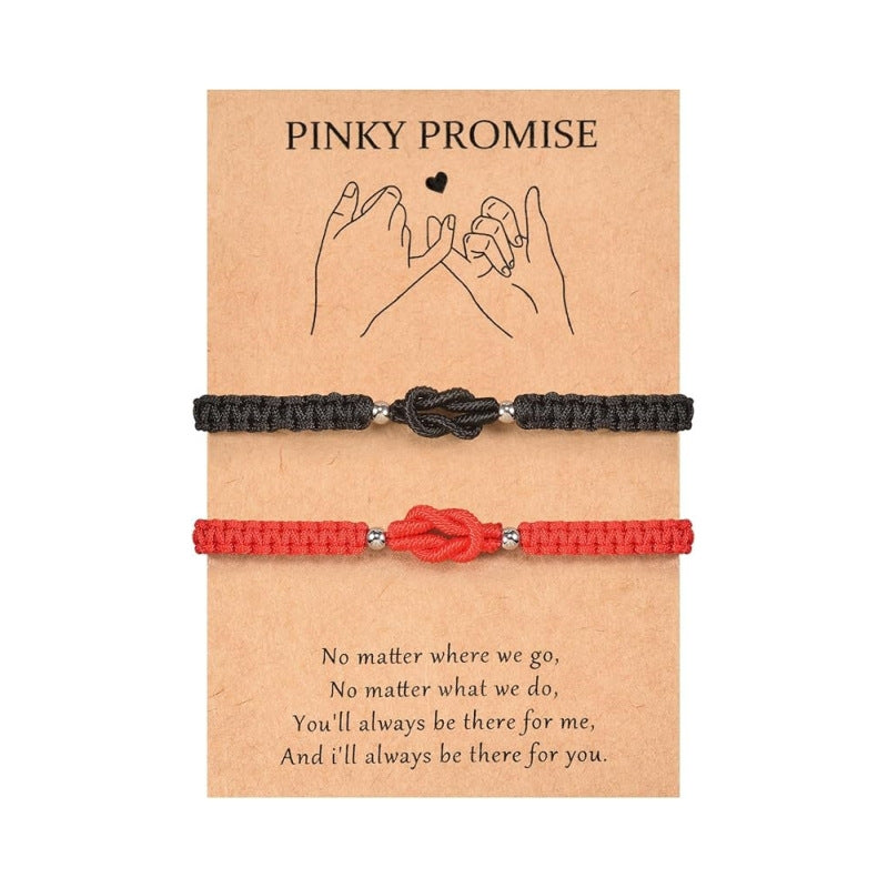 Wholesale Hand woven black and white Mobius ring adjustable bracelet