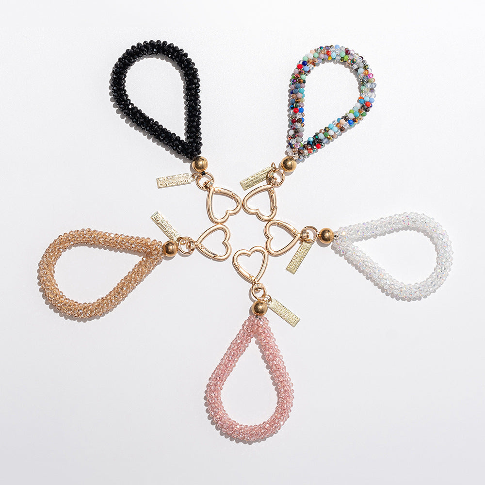 Wholesale Water drop keychain bag hand strap handmade beaded small pendant key charm