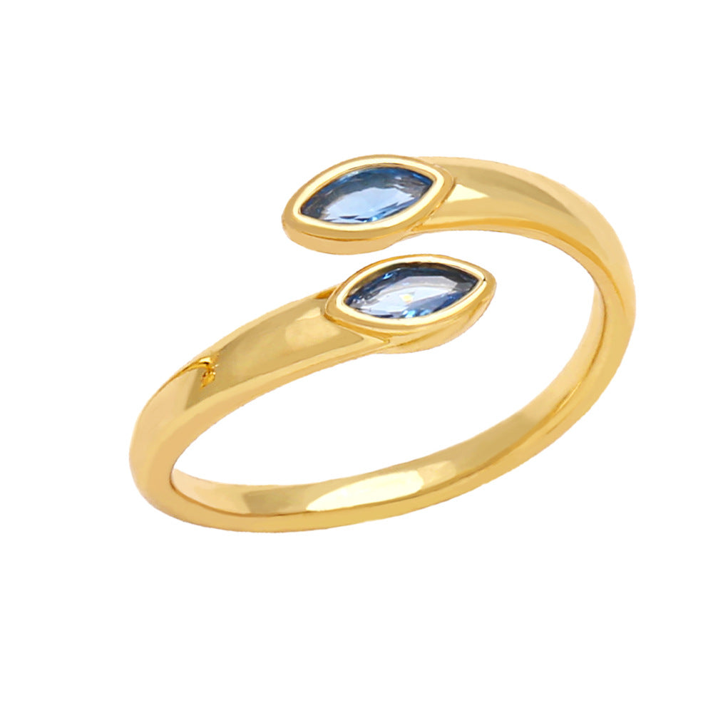 Wholesale Adjustable Color Zircon Gold Plated Copper Ring