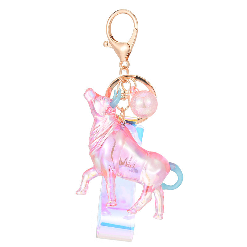 Wholesale acrylic colorful zodiac cow doll machine pendant car keychain