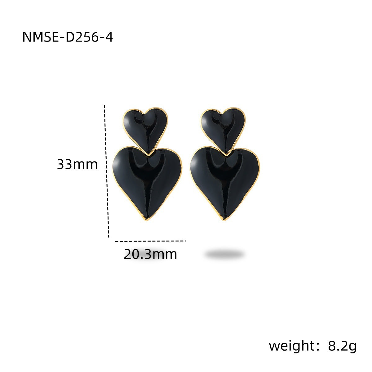 Wholesale Black heart-shaped Stainless Steel Earrings