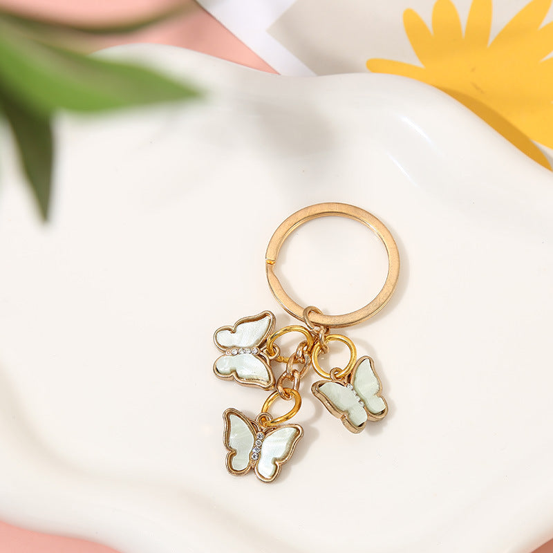 Wholesale Drip Oil Hot Selling Colored Diamond Acrylic Butterfly Keychain