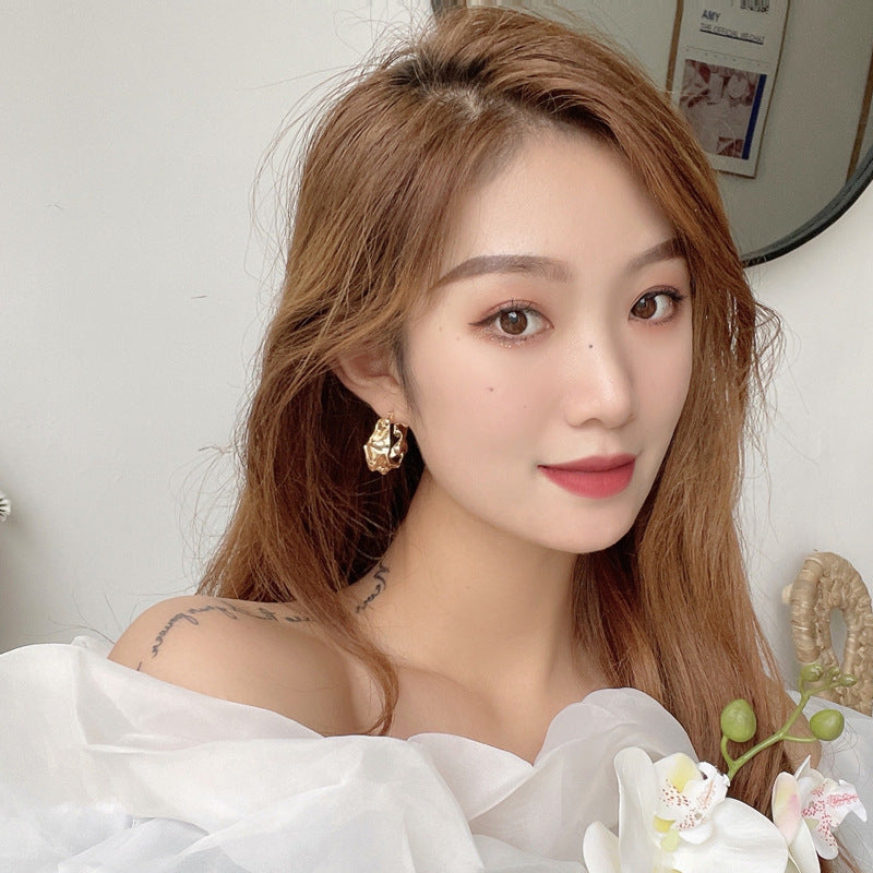 Wholesale Irregular metallic earrings, temperamental cold style earrings