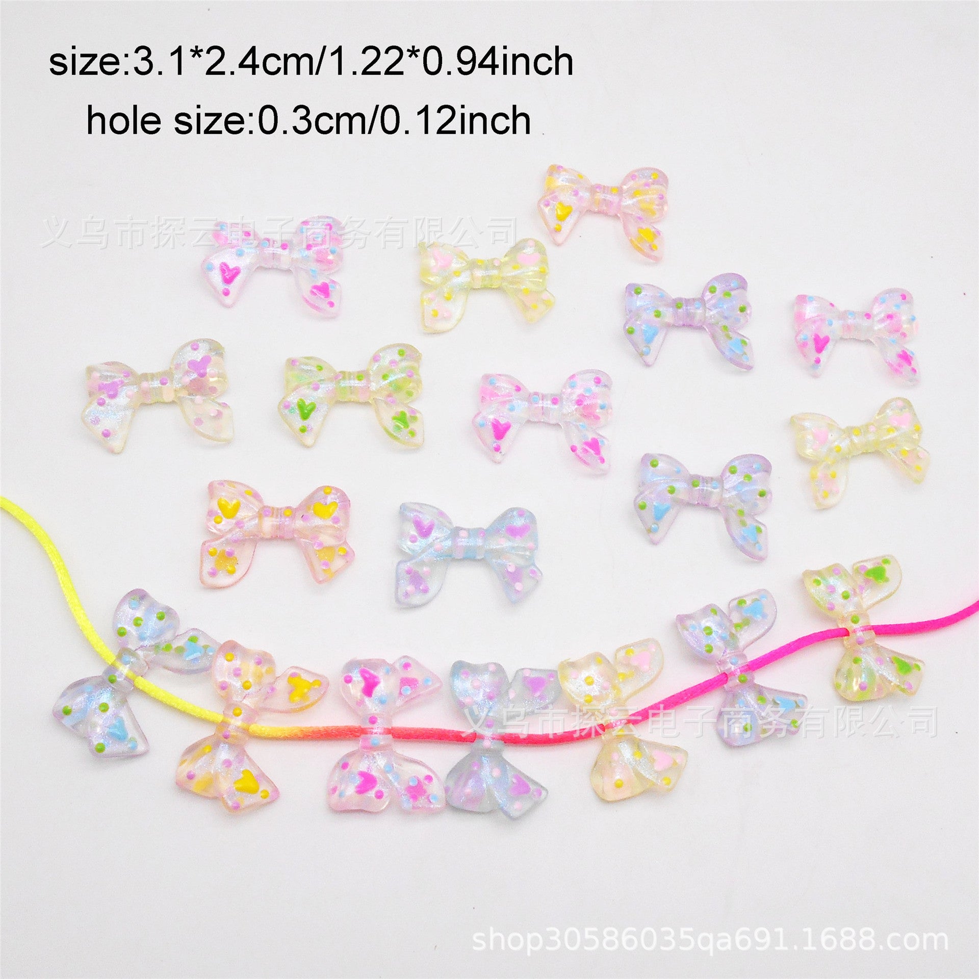 Wholesale 10pcs Plated Cartoon Bow Loose Acrylic Beads