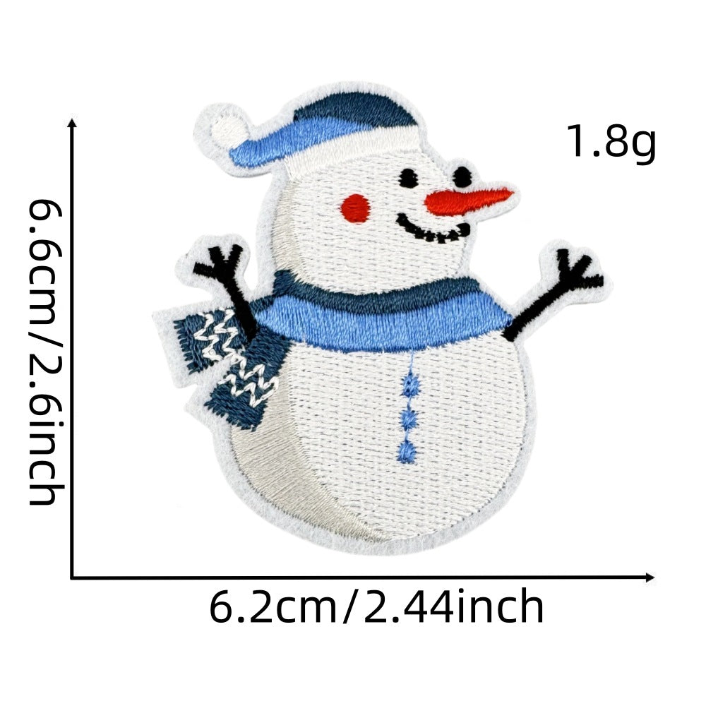 Wholesale Chic Blue Doodle Christmas Embroidery Patches Clothing Applique Stickers DIY Fashion Accessory Gift