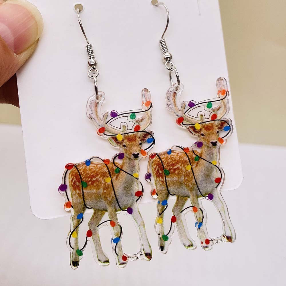 Wholesale Christmas creative acrylic earrings personalized colorful elk earrings