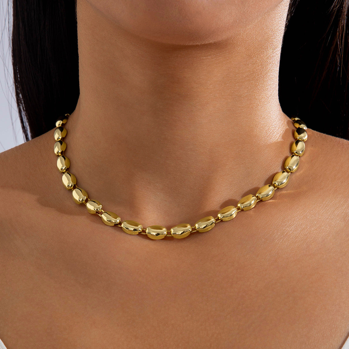 Wholesale temperament metal wide plain ring necklace