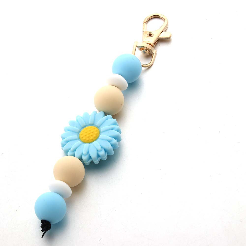 Wholesale Sunflower Tassel Silicone Bead Keychain