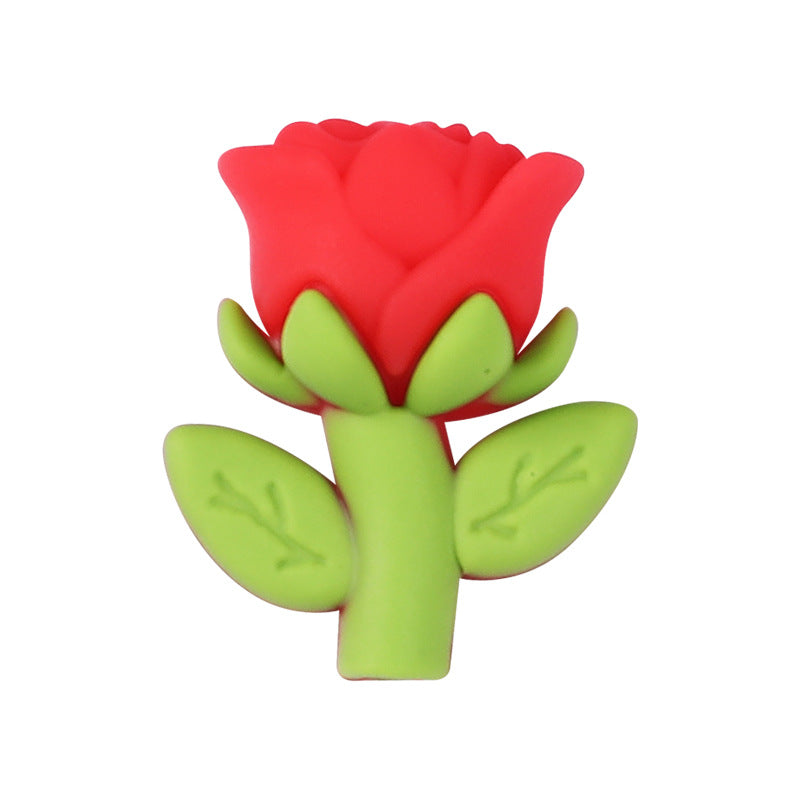 Wholesale 20pcs   Rose silicone beads  3D Focal Beads