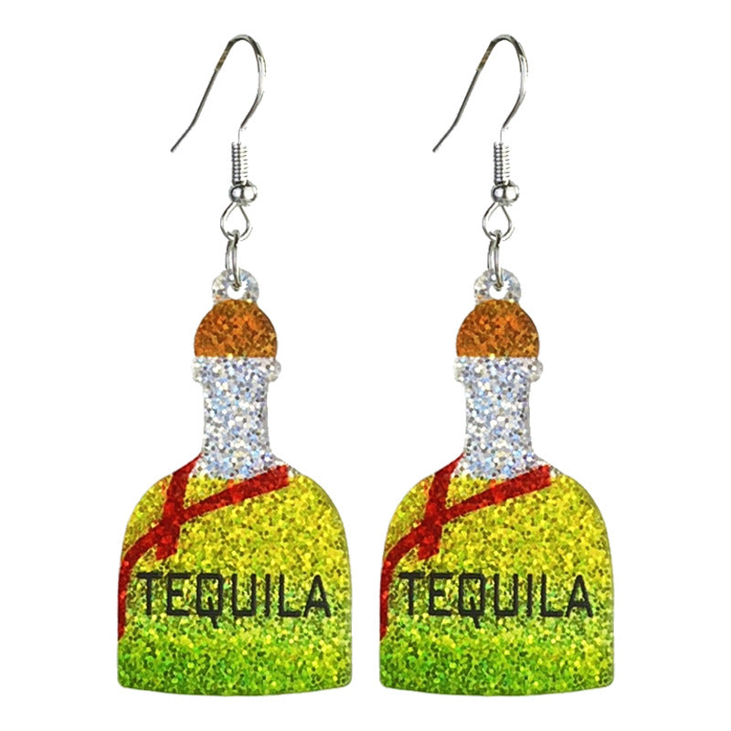 Wholesale 2 Pairs/pack Liquor Shiny Colorful Spring Summer Ball Party Red Wine Cocktail Earrings