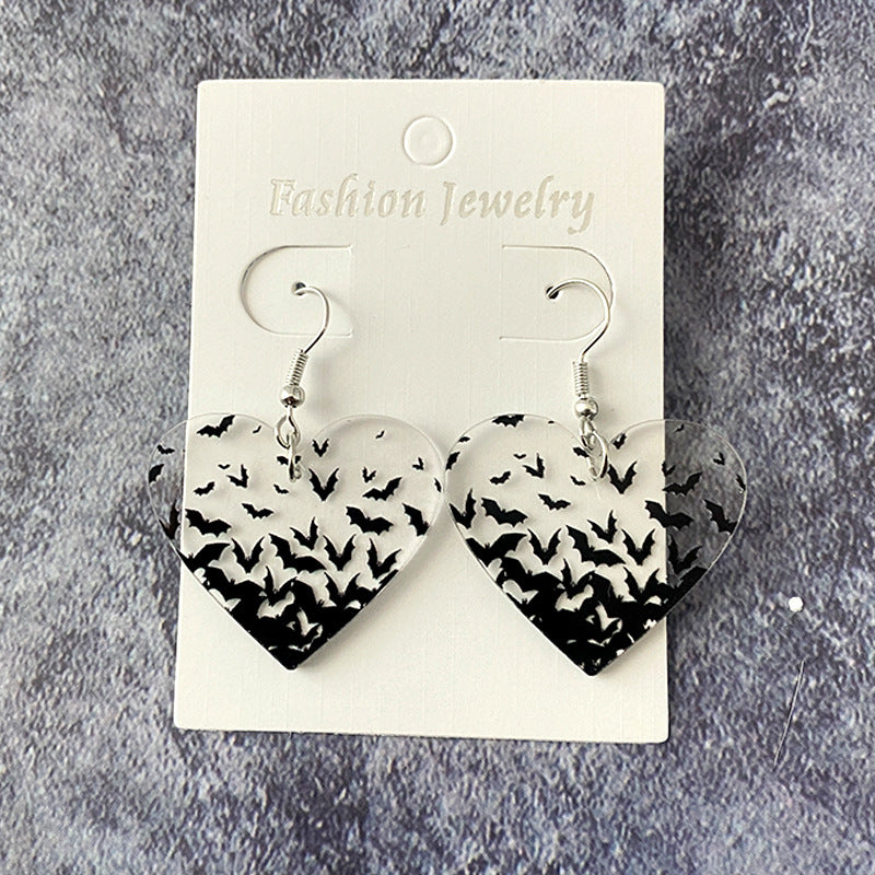 Wholesale Gothic Halloween Bat Acrylic Clear Earrings