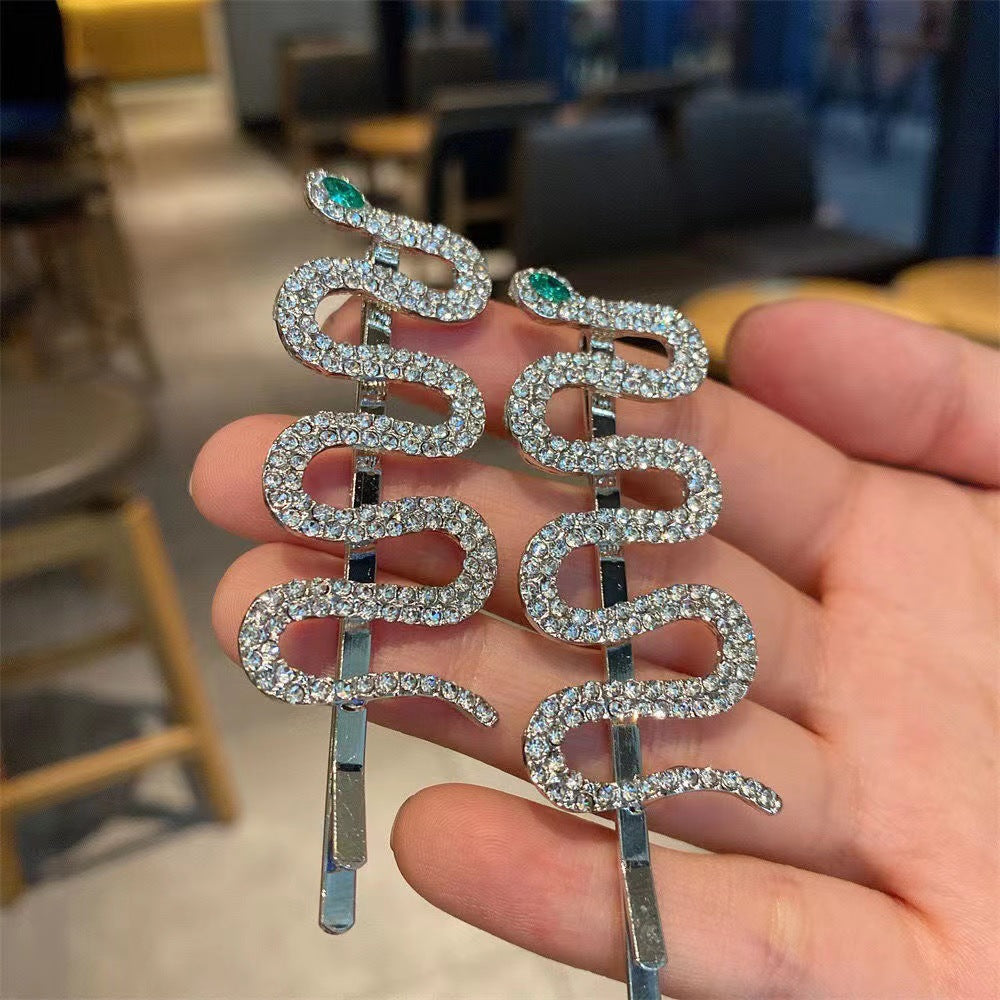 Wholesale Alloy rhinestone fashionable full diamond snake-shaped hairpin