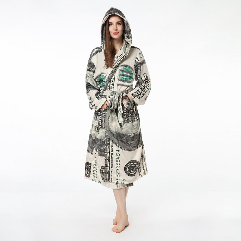 Wholesale Robe Lapel Loungewear Flannel Robe