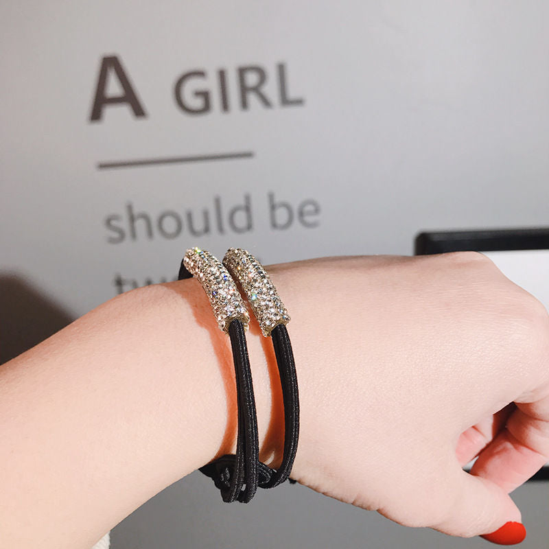 Wholesale High Elastic Head Rope for Women's Super Flash Rhinestone Hair Ring Hair Rope