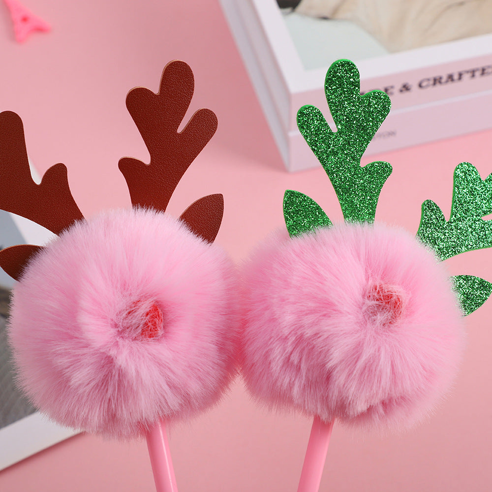 Wholesale Christmas Gift Elk Antler Plush Water-based Pen