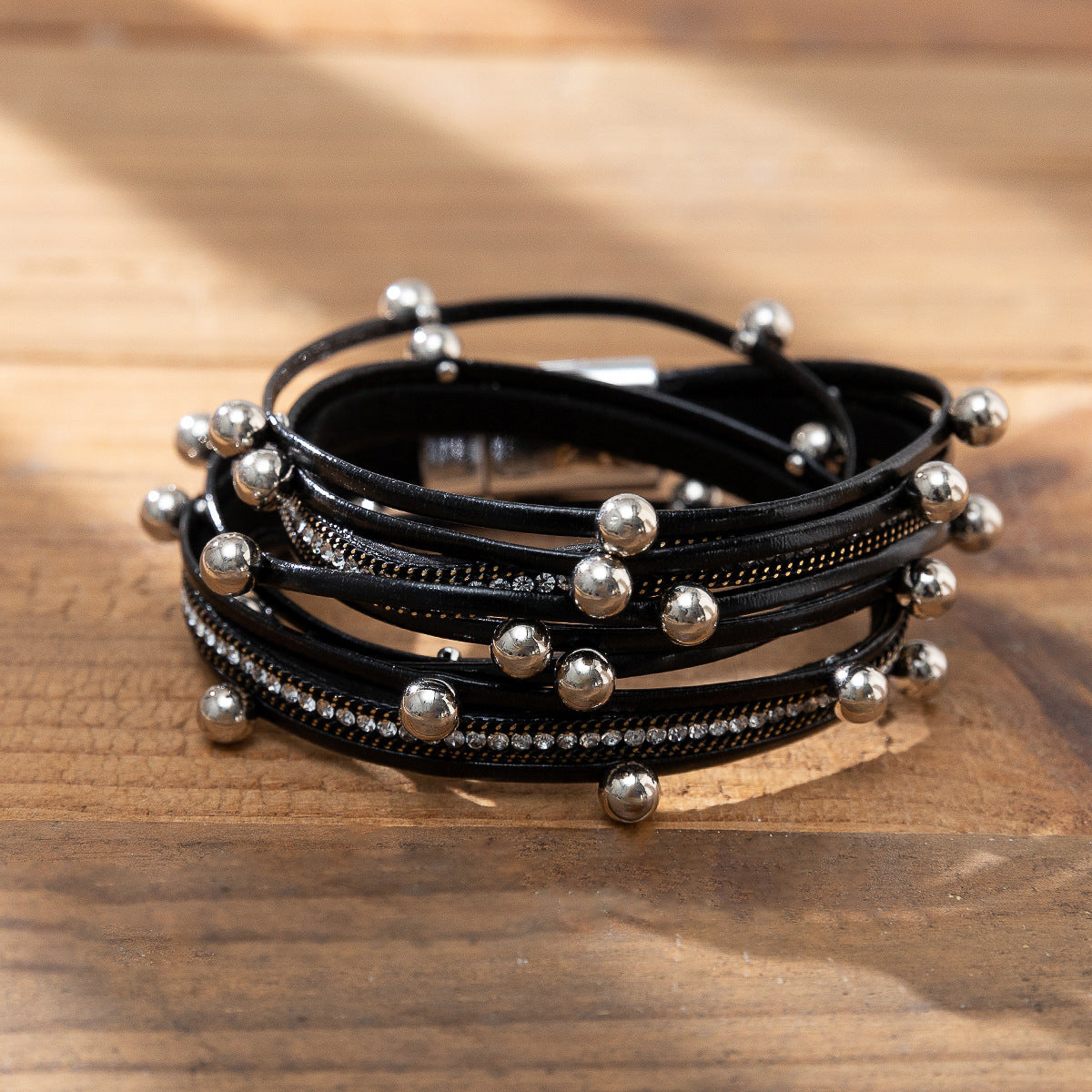 Wholesale Sweet Cool Rivet Layered Bracelet Set