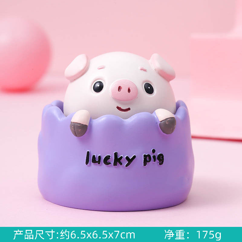 Wholesale of Piglet Shake Head Resin Doll Car Accessories