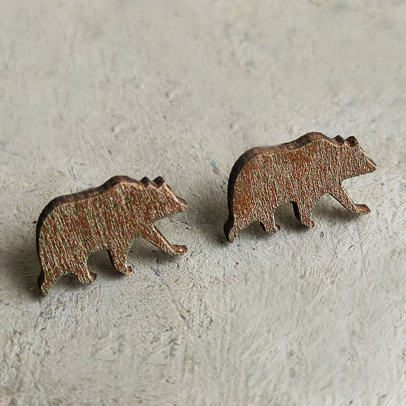 Wholesale 2 Pairs/pack Camping Outdoor Sports Earrings Tent Torch Brown Bear Earrings