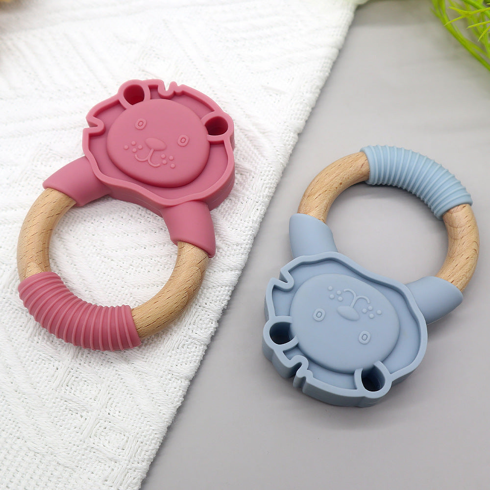 Wholesale 10PCS/PACK Silicone Half Wooden Ring Teething Stick Baby Teether
