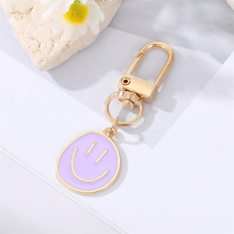 Wholesale Colorful Oil Drip Smile Alloy Keychains
