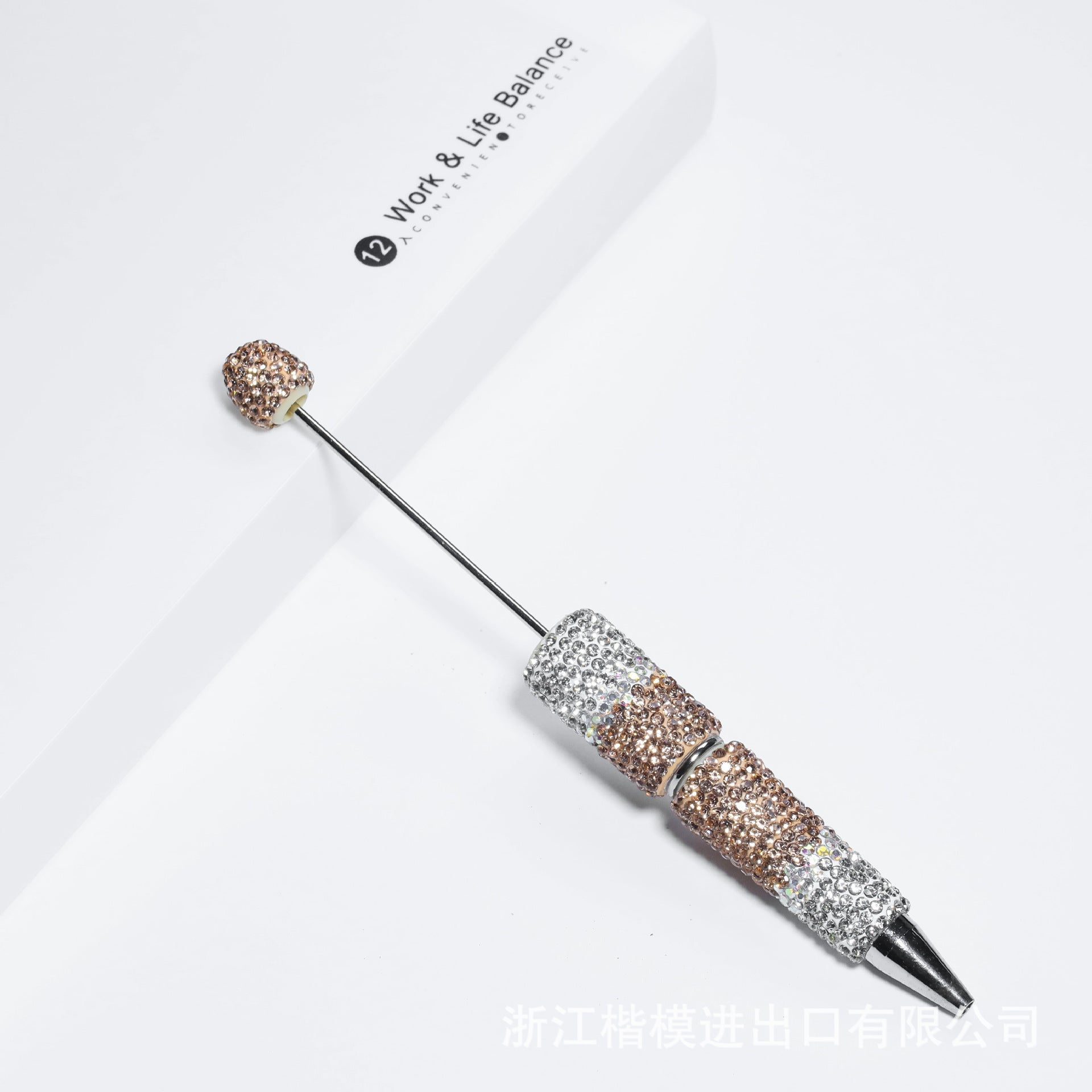 Wholesale 5pcs Beadable Pens Heavy Duty Diamond Inlaid Plastic Ballpoint Pen with Diamond