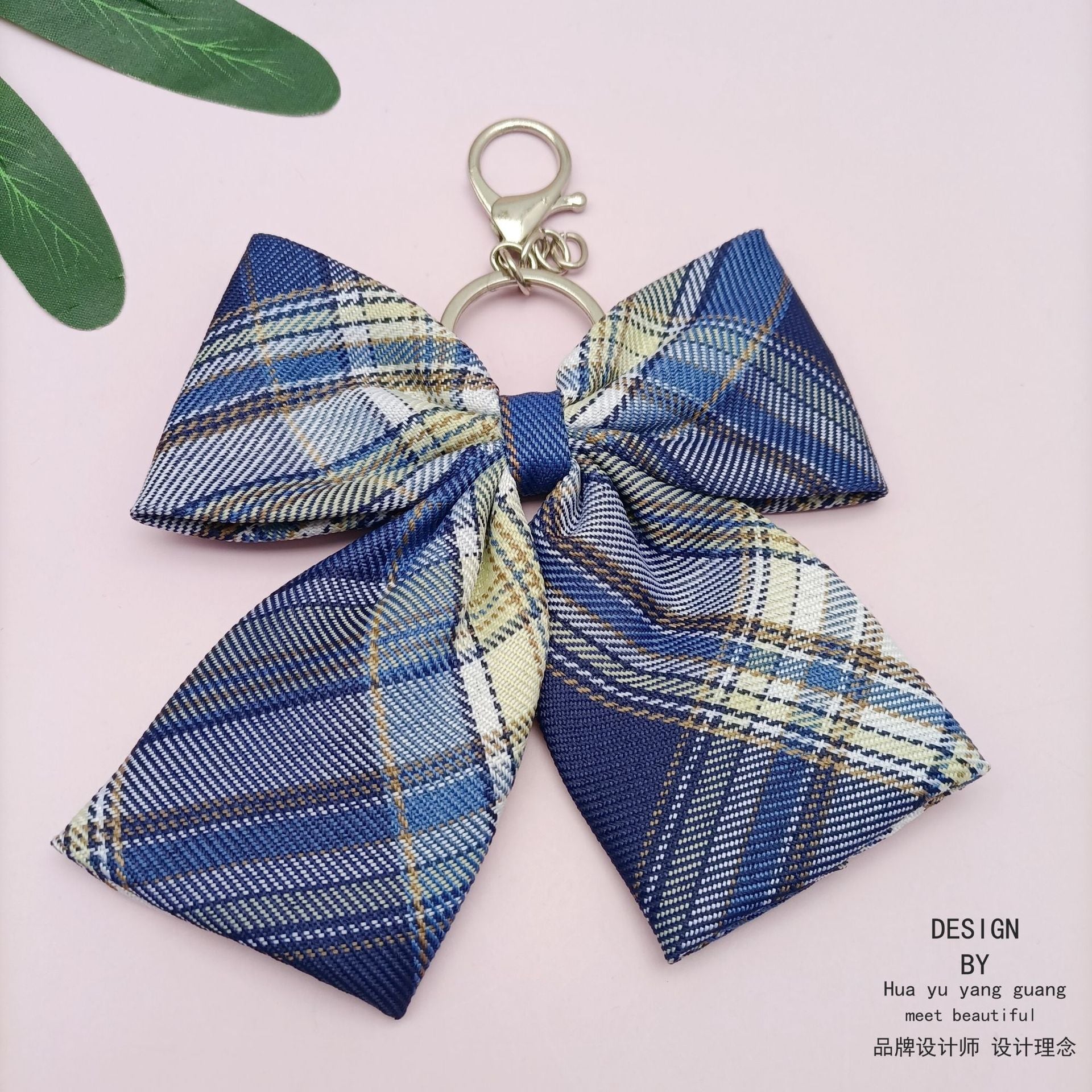 Wholesale JK handmade plaid skirt tie pendant bow keychain