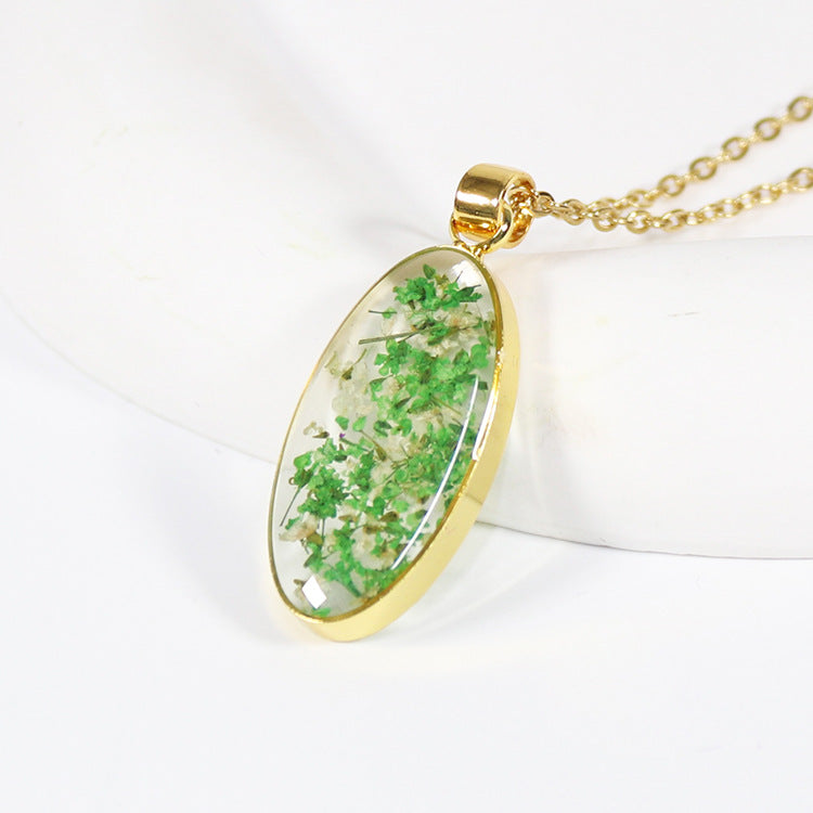 Wholesale 12pcs Colorful Baby's Breath Dripping Resin Natural Dried Flower Plant Specimen Necklace