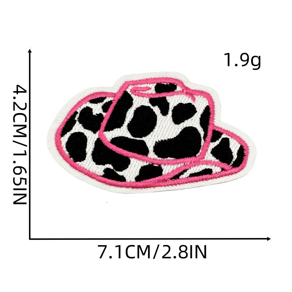 Wholesale Trendy Cow Embroidery Patch Cute Black White Cartoon Design With Lightning Heart For Clothing And DIY Craft Supply