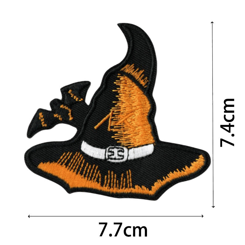 Wholesale Halloween Hot Melt Adhesive Patch with Pumpkin Bat Embroidery Decoration FS