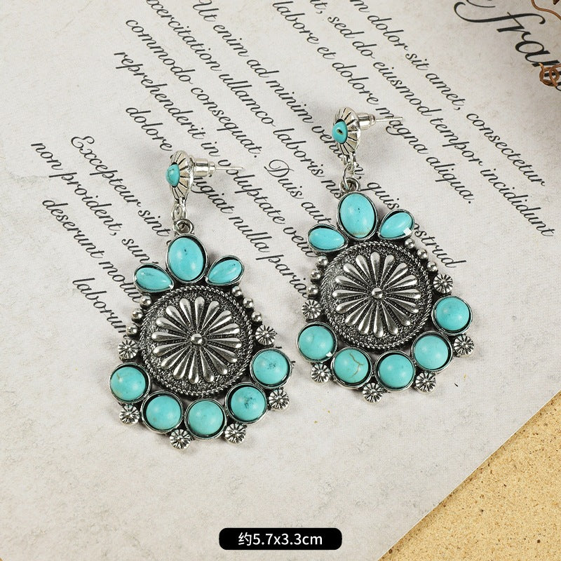 Wholesale Alloy Electroplated Retro Tassel Earrings For Women Ethnic Contrast Color Long Earrings Vacation Style Fashion Accessory