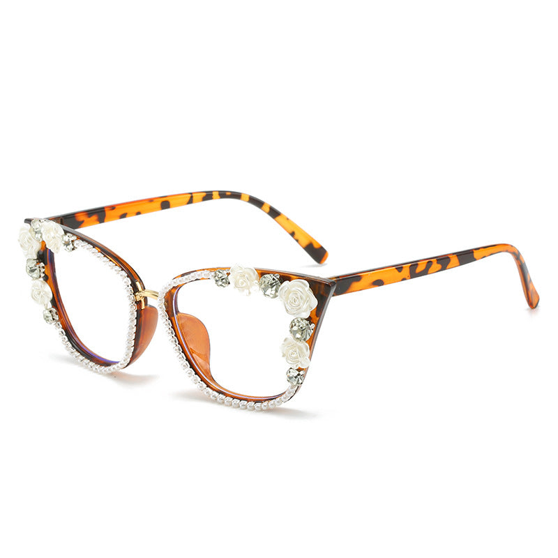 Wholesale Anti-blue Light Handmade Diamond Cat-eye Sunglasses