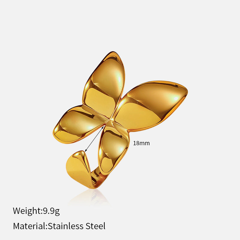 Wholesale Trendy Glossy Open Titanium Steel Ring Stainless Steel 18K Gold Plated Niche Ring