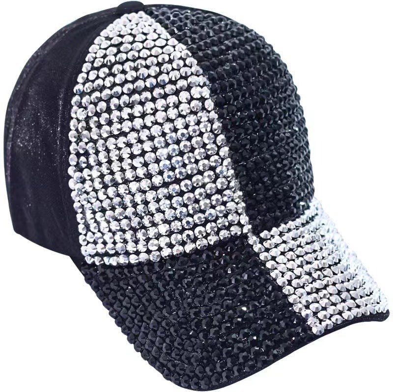 Wholesale Cotton Two-color Patchwork Diamond Studded Baseball Caps