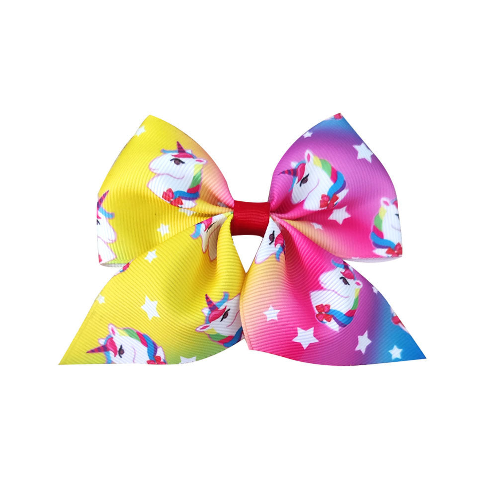 Wholesale Printed Rainbow Bow Hair Clip