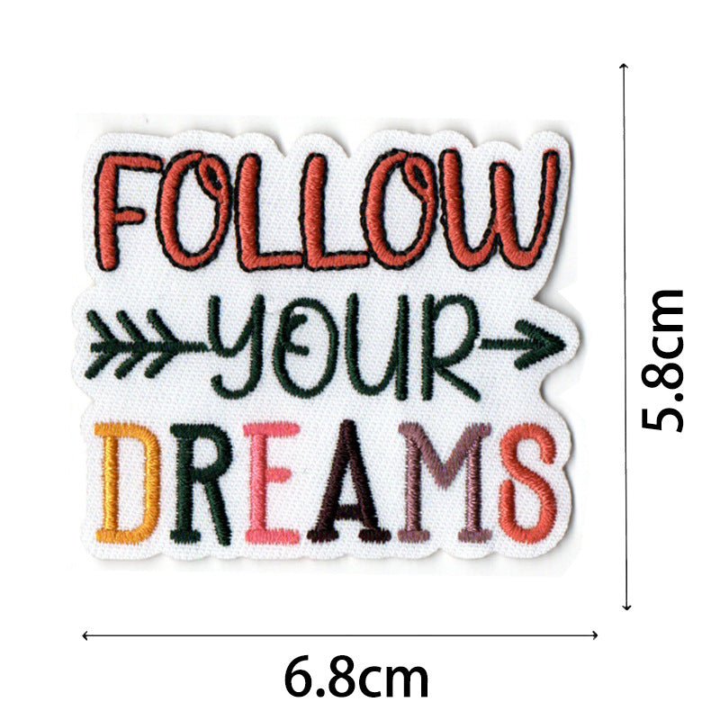 Wholesale Bohemian embroidered fabric patch with positive energy quotes for bags  DIY Patches