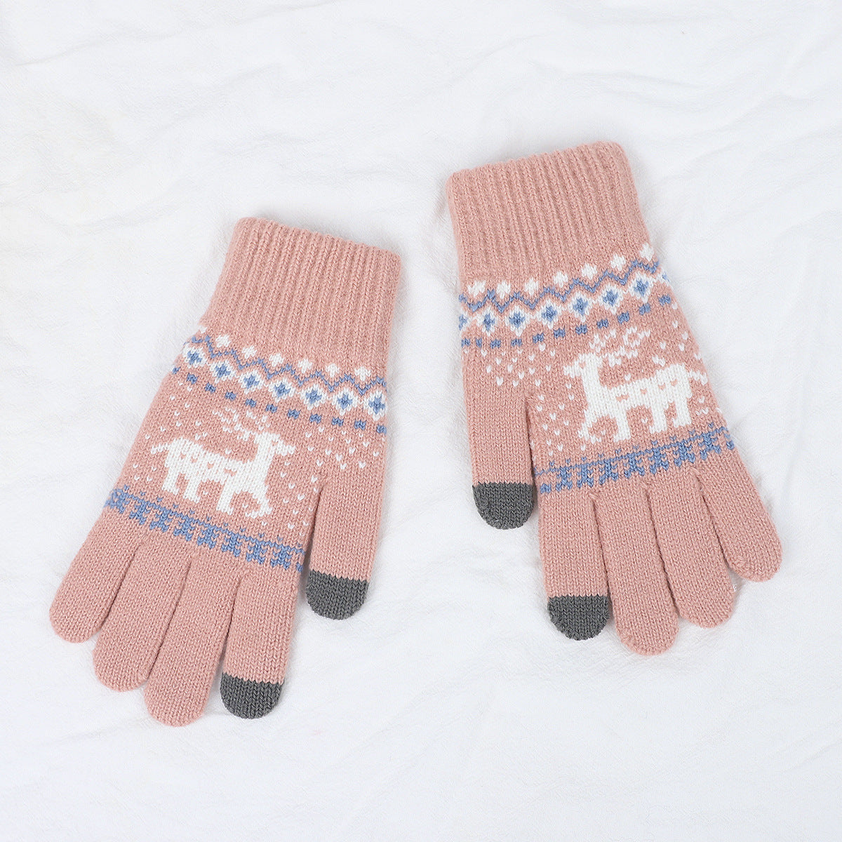 Wholesale Christmas Deer Wool Autumn and Winter Knitted Warm Touch Screen Gloves