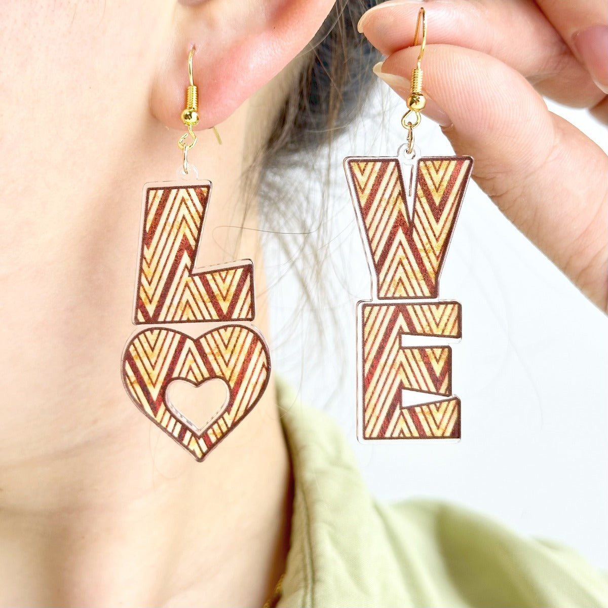 Wholesale Acrylic Letter LOVE Heart Valentine's Day Earrings