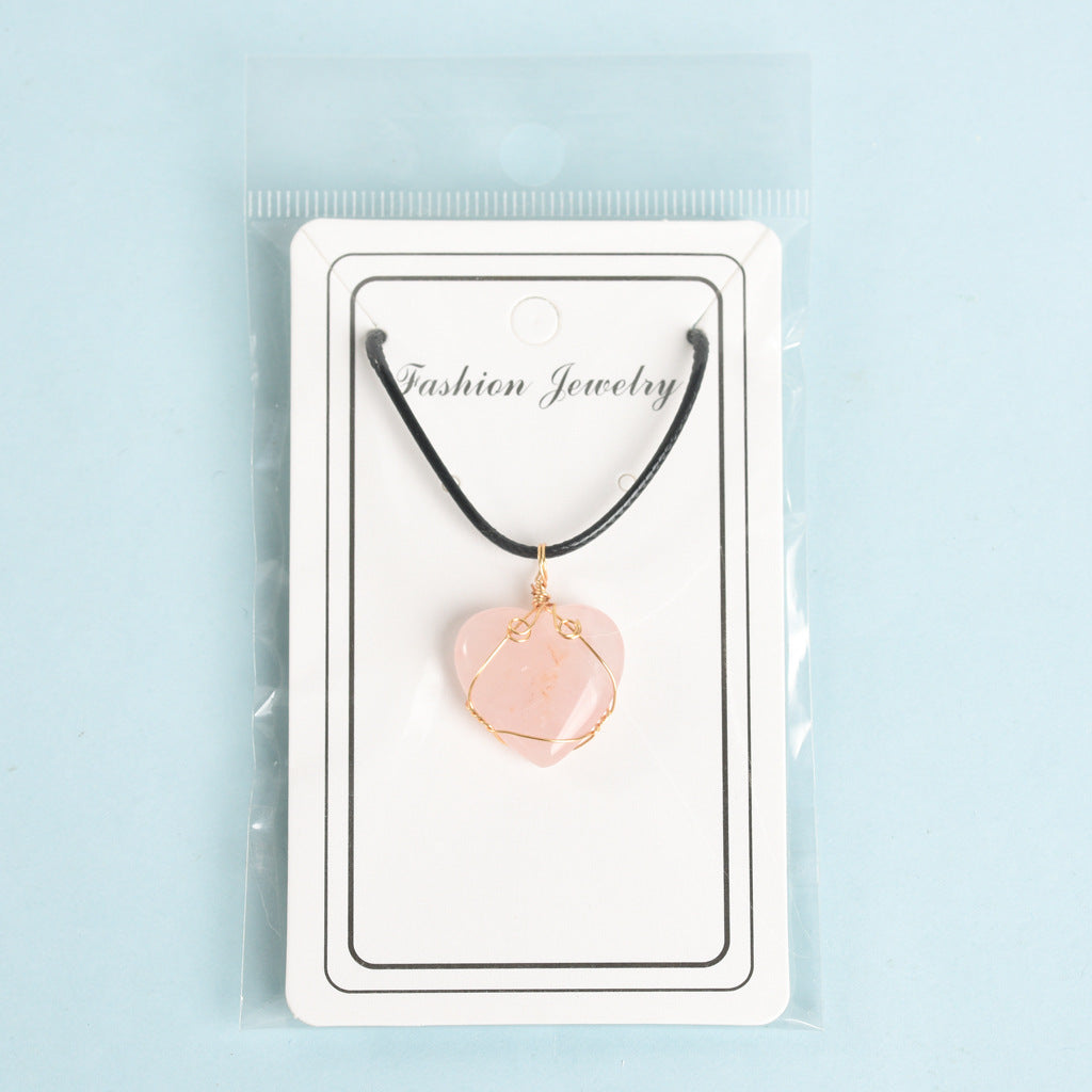 Wholesale Natural Crystal Rough Stone Mini Star Love Mushroom Jade Hand-wound Necklace