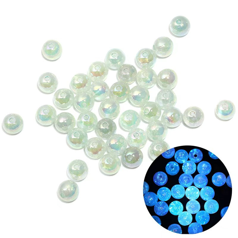 Wholesale Random 100pcs 12mm luminous fine glitter glass Acrylic Beads