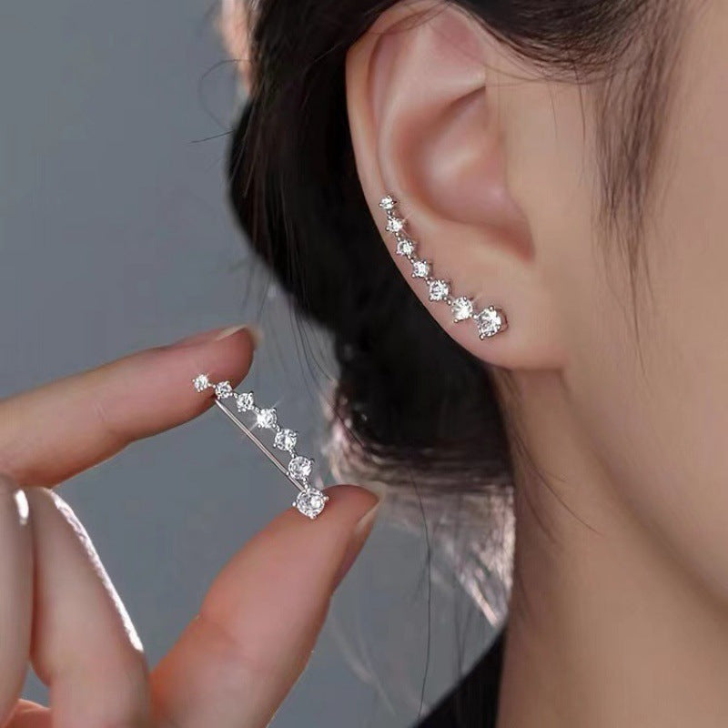 Wholesale Big Dipper Zircon Stud Earrings Silver Tone Trendy Jewelry Accessory For Everyday Wear And Boutique Resale