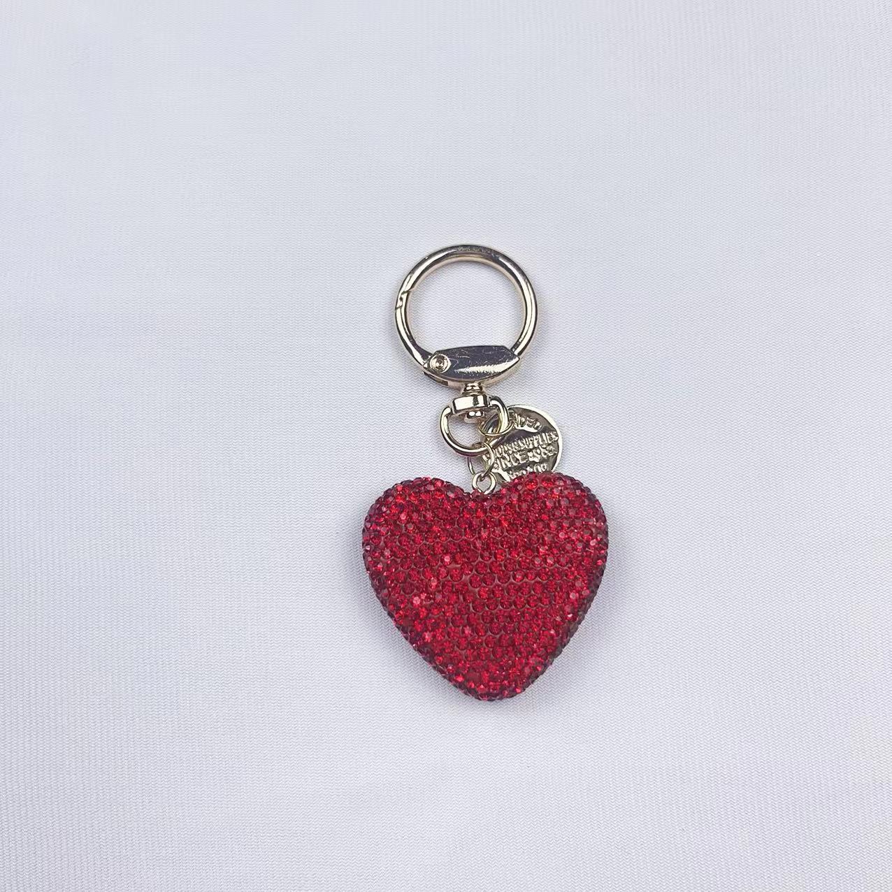 Wholesale Full Diamond Peach Heart Car Key Pendant Fashion Hang Tag Openable Love Keychains