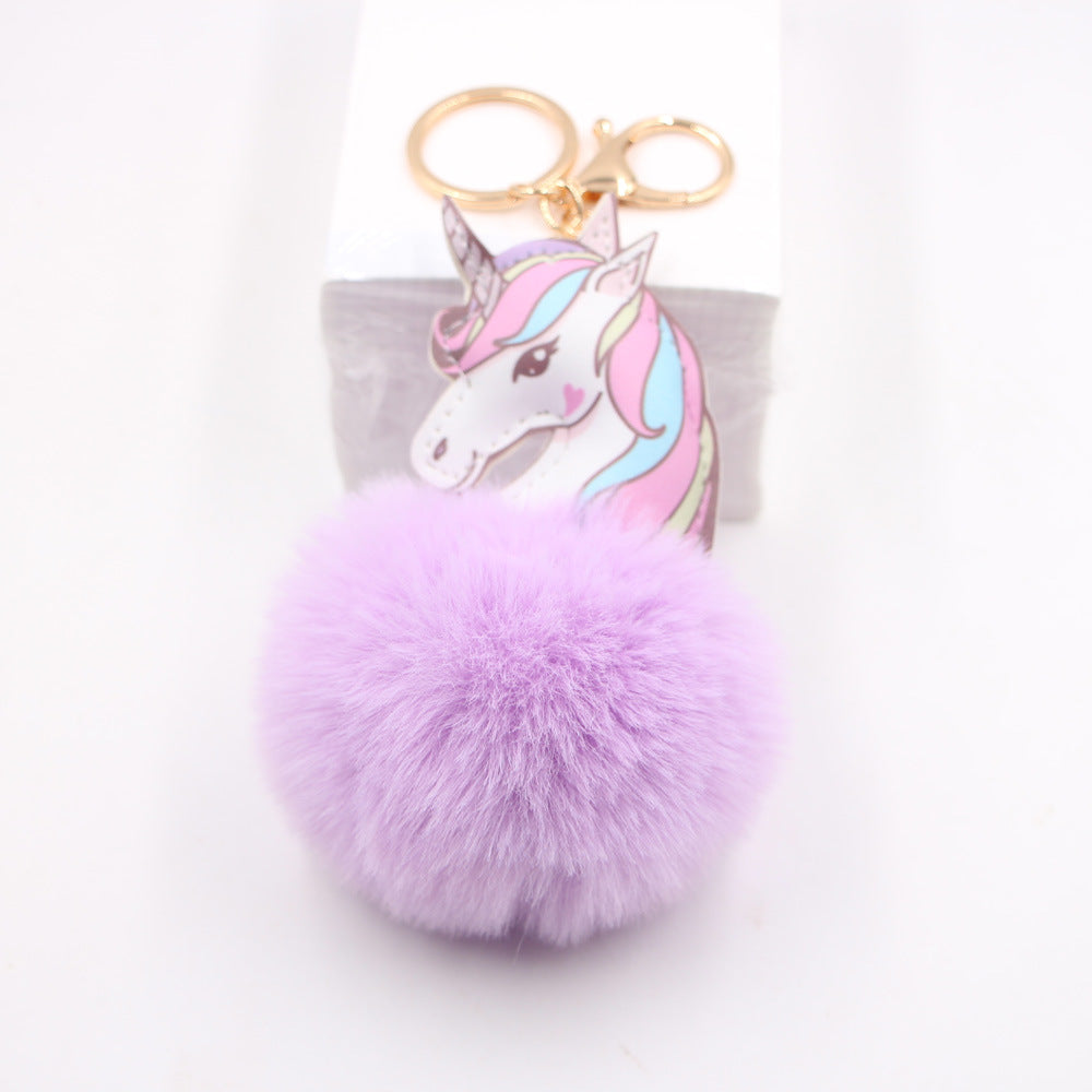 Wholesale Unicorn Fur Ball Car Keychain Bag Charm Pendant Cute Cartoon Toy Decorative Accent For Everyday Use Party Boutique