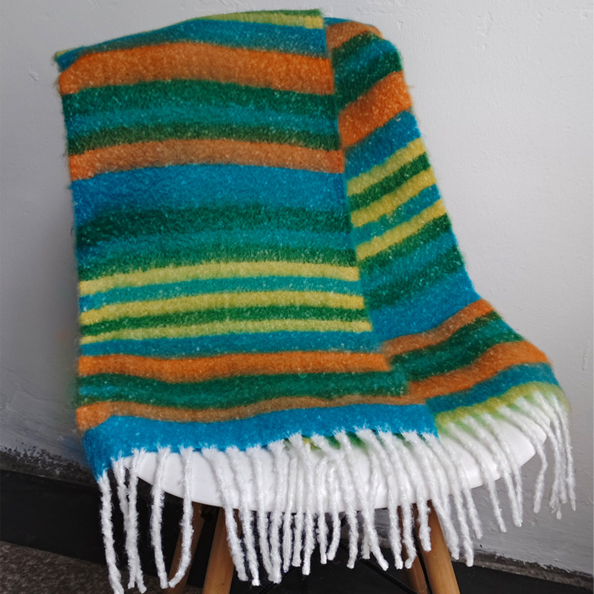 Wholesale Autumn and Winter Thickened Warm Dopamine Striped Imitation Cashmere Plaid Scarf