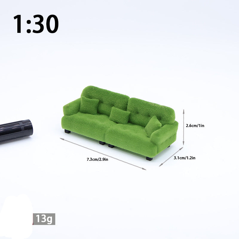 Wholesale  Miniature Doll Sofa Flocked Cream Style Doll Accessories